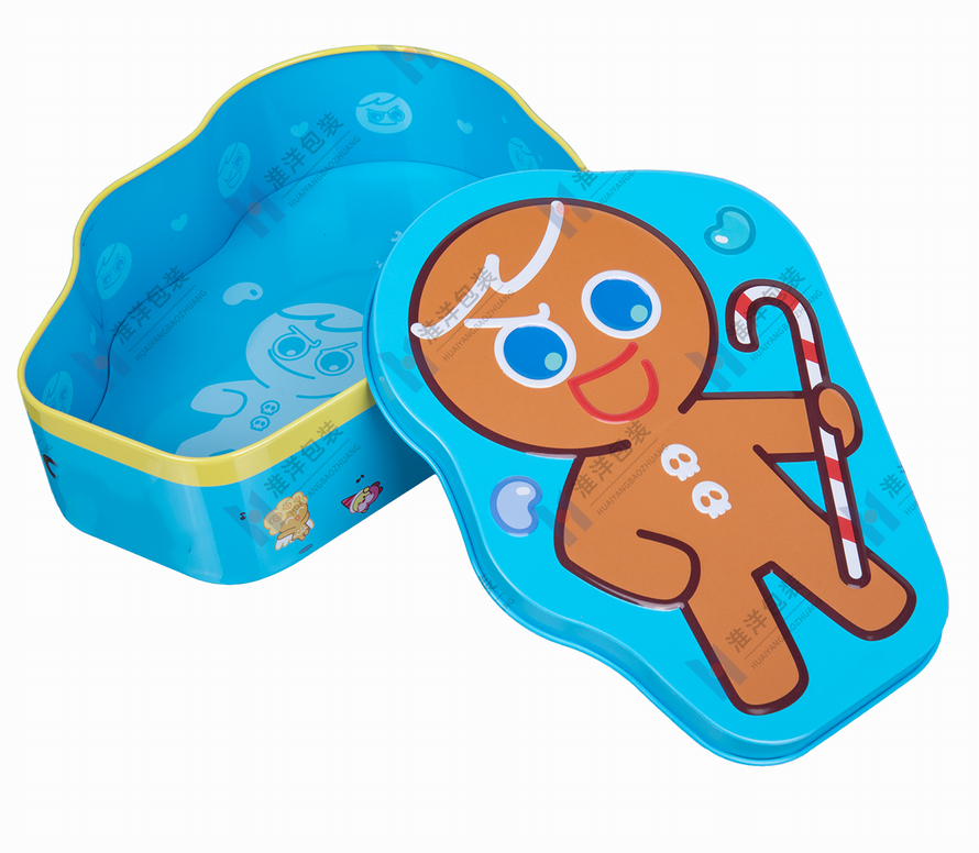 custom gingerbread character shaped cookie tin