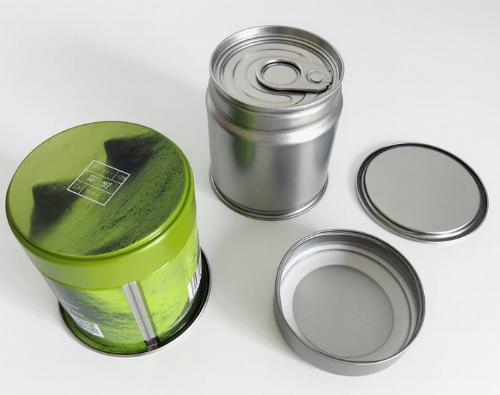 round custom tea tin container with removable metal lid